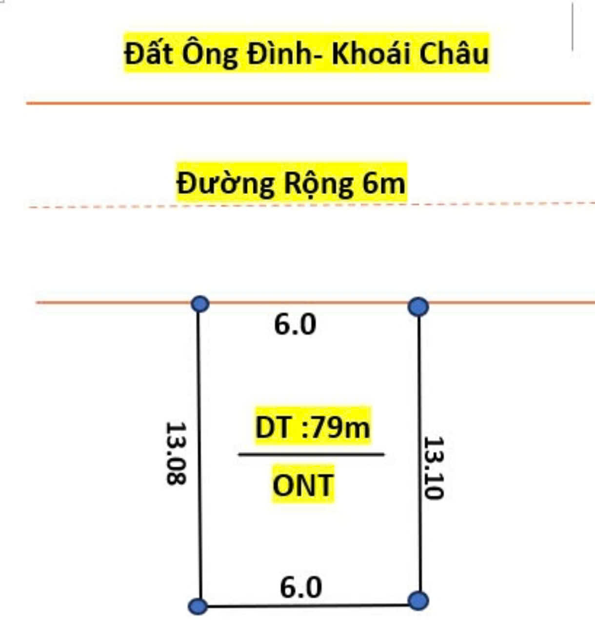 Bán đât Ông đình khoái châu diện tích 80m mặt tiền 6m đường trươc đất 6m giá đầu tư - Ảnh chính